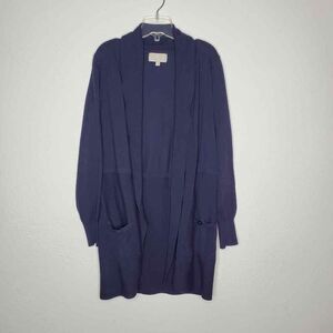 JOAN VASS Women's open front navy blue Cardigan size M